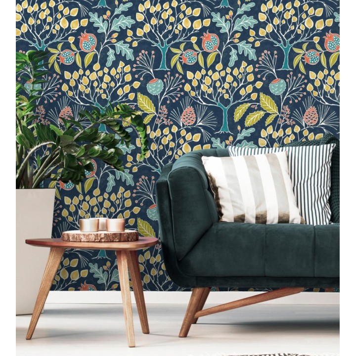 Papel pintado de frutos y árboles estilo nórdico - Kayla Forest 680617