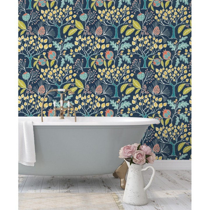 Papel pintado de frutos y árboles estilo nórdico - Kayla Forest 680617