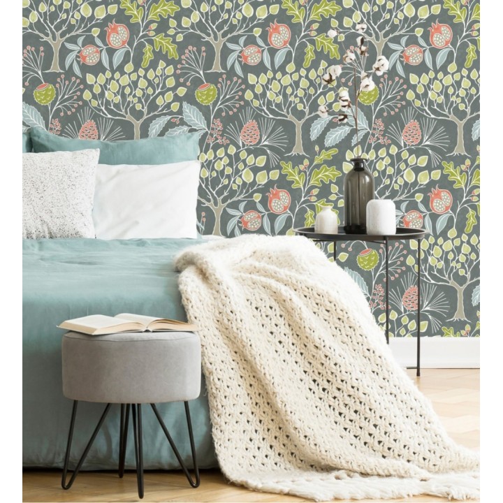 Papel pintado de frutos y árboles estilo nórdico - Kayla Forest 680618