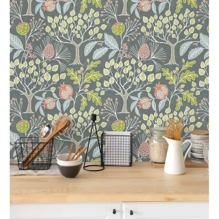 Papel pintado de frutos y árboles estilo nórdico - Kayla Forest 680618