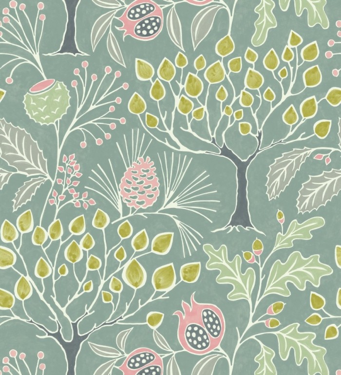 Papel pintado de frutos y árboles estilo nórdico - Kayla Forest 680619