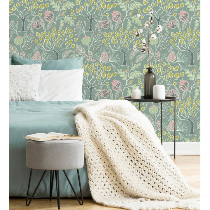 Papel pintado de frutos y árboles estilo nórdico - Kayla Forest 680619