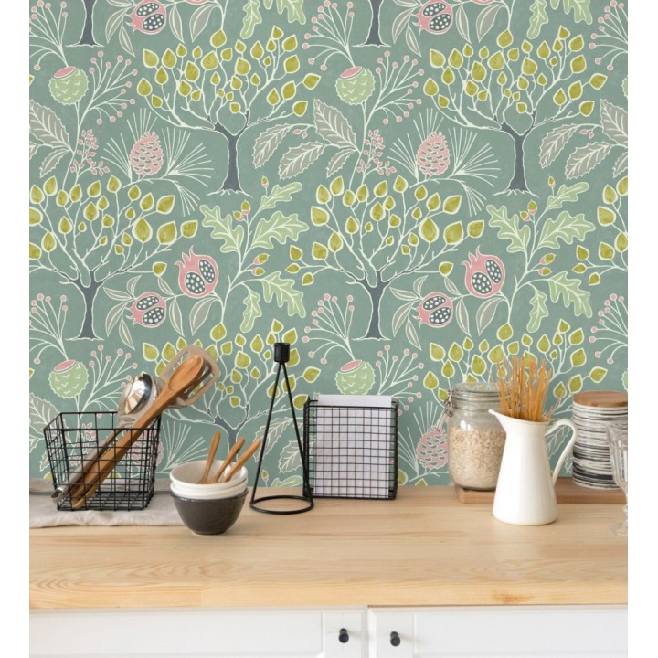 Papel pintado de frutos y árboles estilo nórdico - Kayla Forest 680619