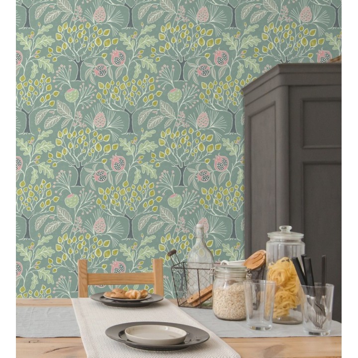 Papel pintado de frutos y árboles estilo nórdico - Kayla Forest 680619