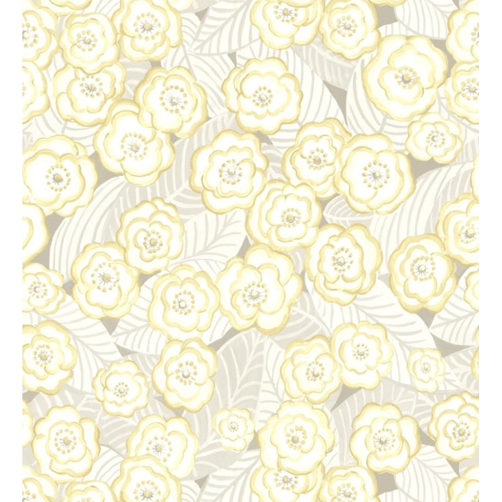 Papel pintado de flores amarillas sobre fondo gris - Helen Flowers 680621