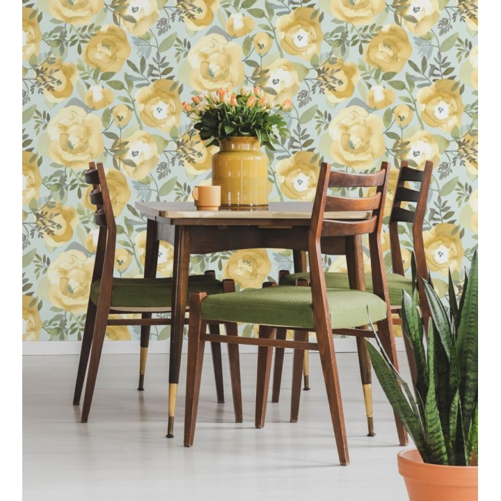 Papel pintado de flores pintadas en acuarela - Camellias Garden 680624