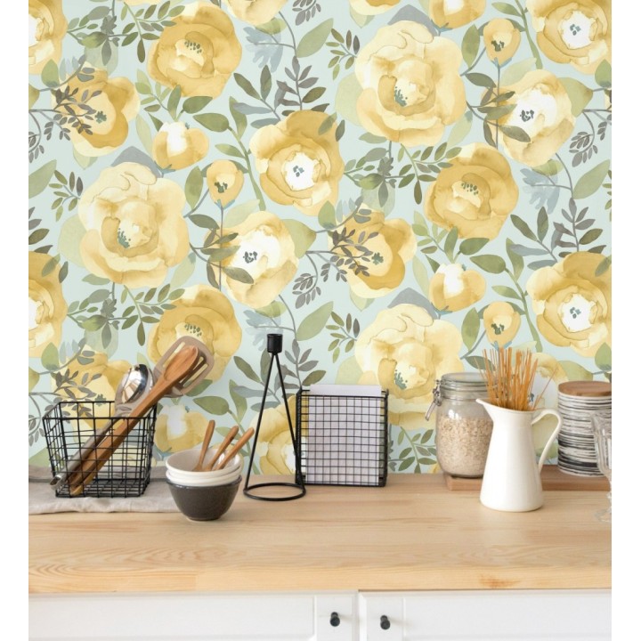 Papel pintado de flores pintadas en acuarela - Camellias Garden 680624