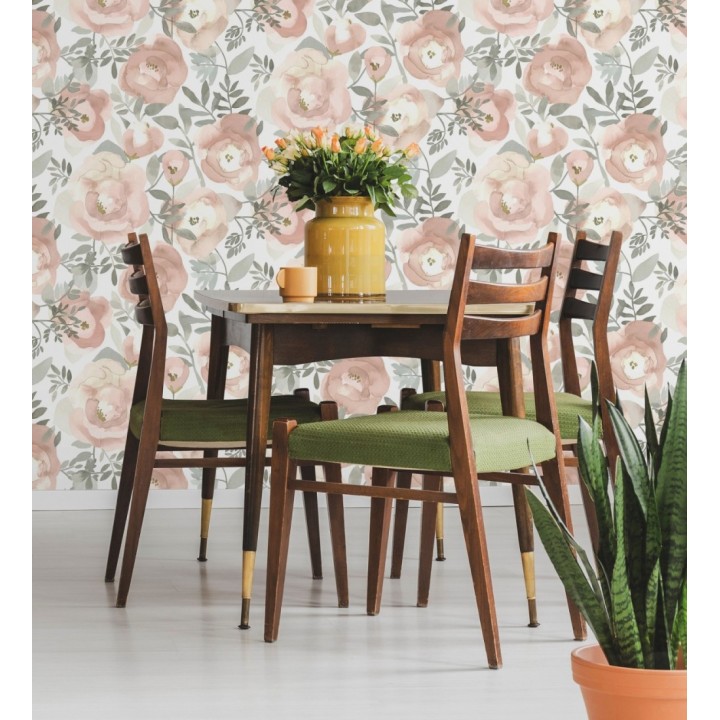 Papel pintado de flores pintadas en acuarela - Camellias Garden 680625