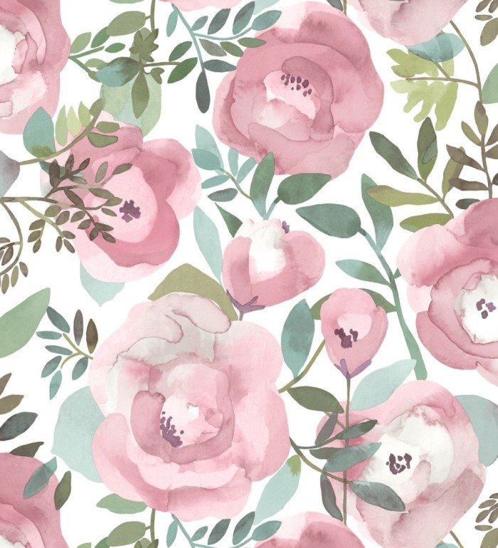 Papel pintado de flores pintadas en acuarela - Camellias Garden 680626