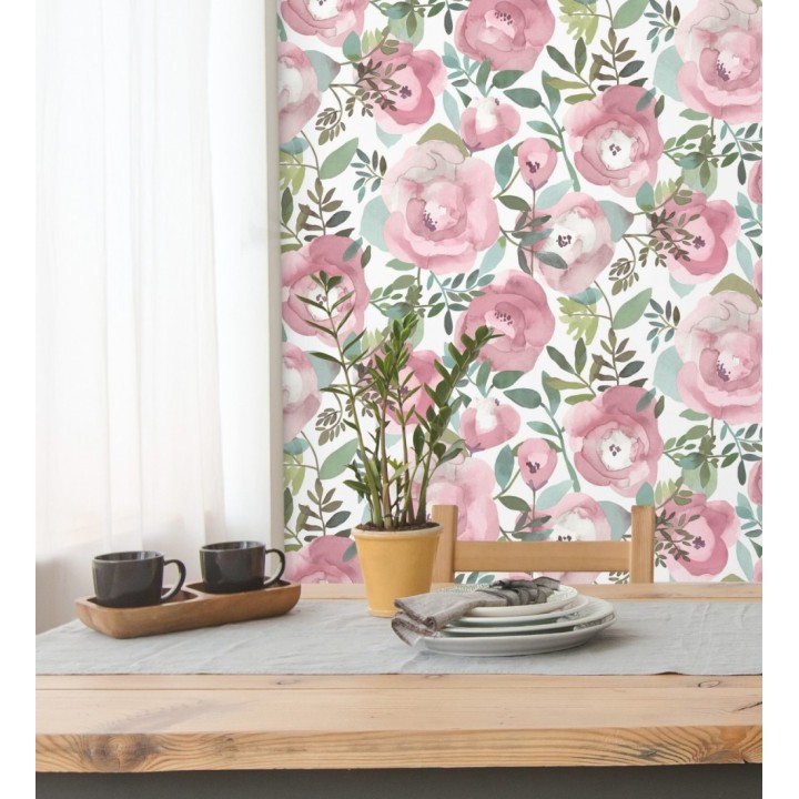 Papel pintado de flores pintadas en acuarela - Camellias Garden 680626