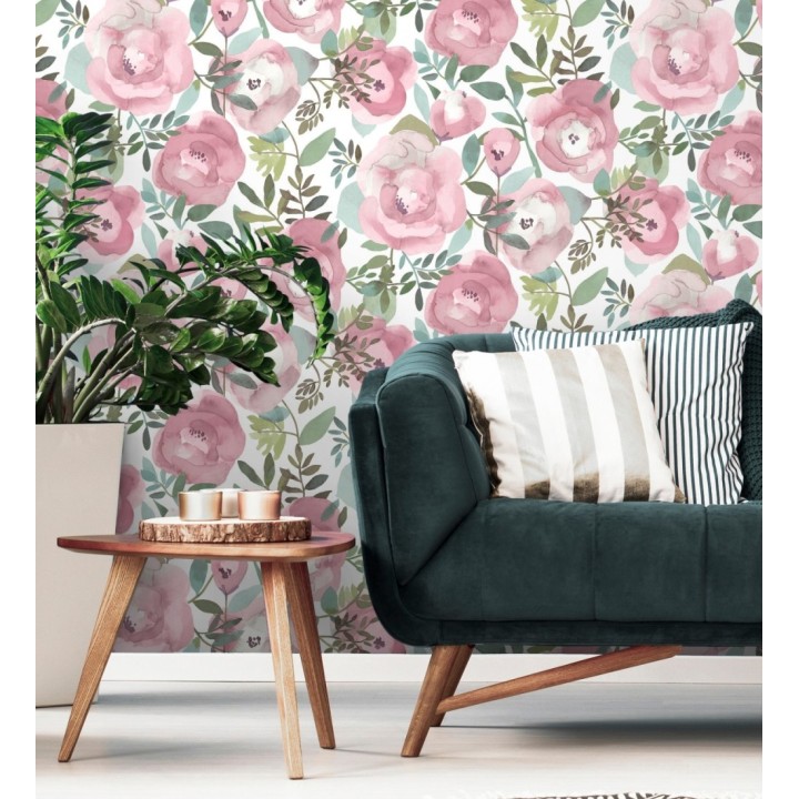 Papel pintado de flores pintadas en acuarela - Camellias Garden 680626