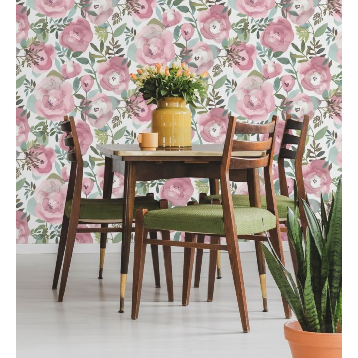 Papel pintado de flores pintadas en acuarela - Camellias Garden 680626