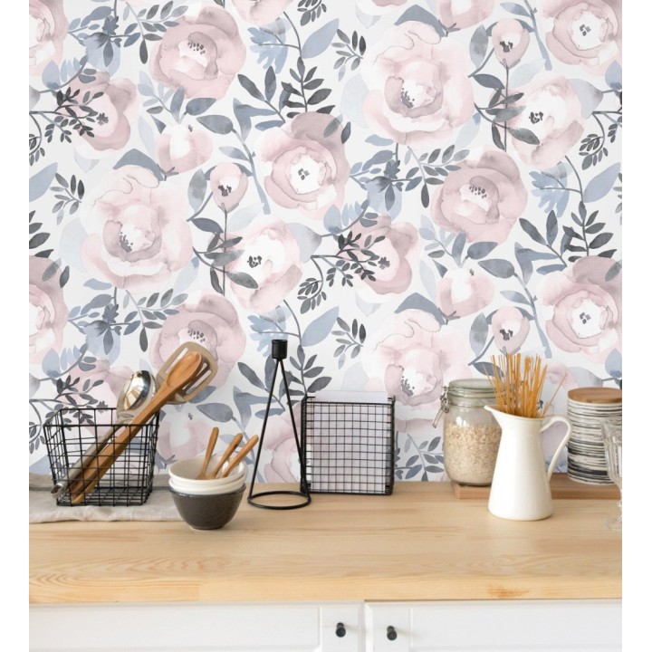 Papel pintado de flores pintadas en acuarela - Camellias Garden 680627