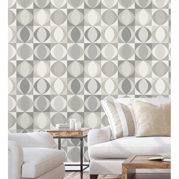 Papel pintado geométrico de estilo retro - Hedron Hall 680630