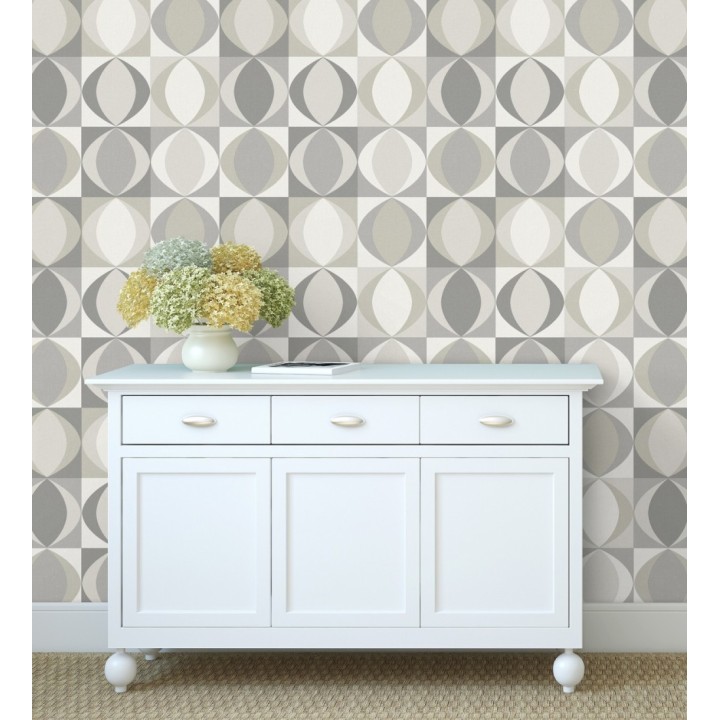 Papel pintado geométrico de estilo retro - Hedron Hall 680630