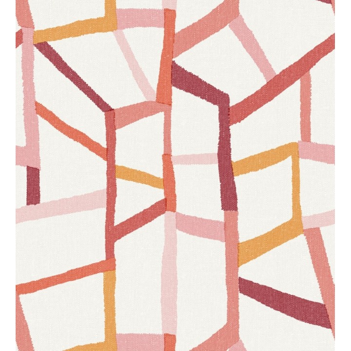 Papel pintado geométrico trozos de telas texturizadas tonos rojizos - Kelvin Gallery 680633