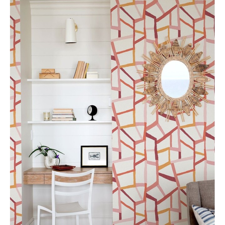 Papel pintado geométrico trozos de telas texturizadas tonos rojizos - Kelvin Gallery 680633