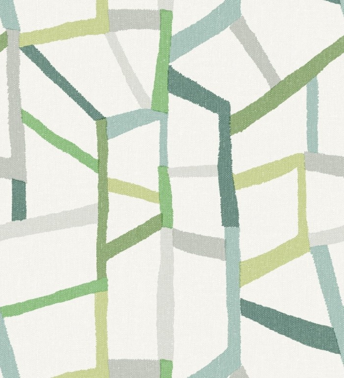 Papel pintado geométrico trozos de telas texturizadas tonos verdes - Kelvin Gallery 680634