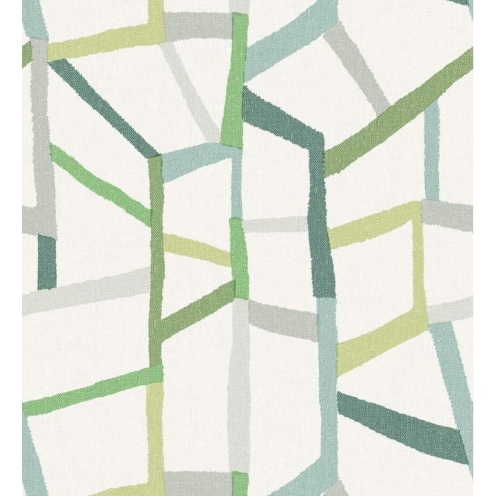 Papel pintado geométrico trozos de telas texturizadas tonos verdes - Kelvin Gallery 680634
