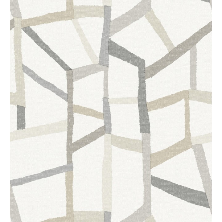 Papel pintado geométrico trozos de telas texturizadas tonos beige y gris - Kelvin Gallery 680635