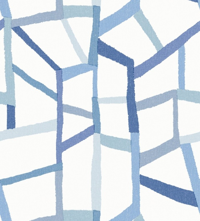 Papel pintado geométrico trozos de telas texturizadas tonos azules - Kelvin Gallery 680636