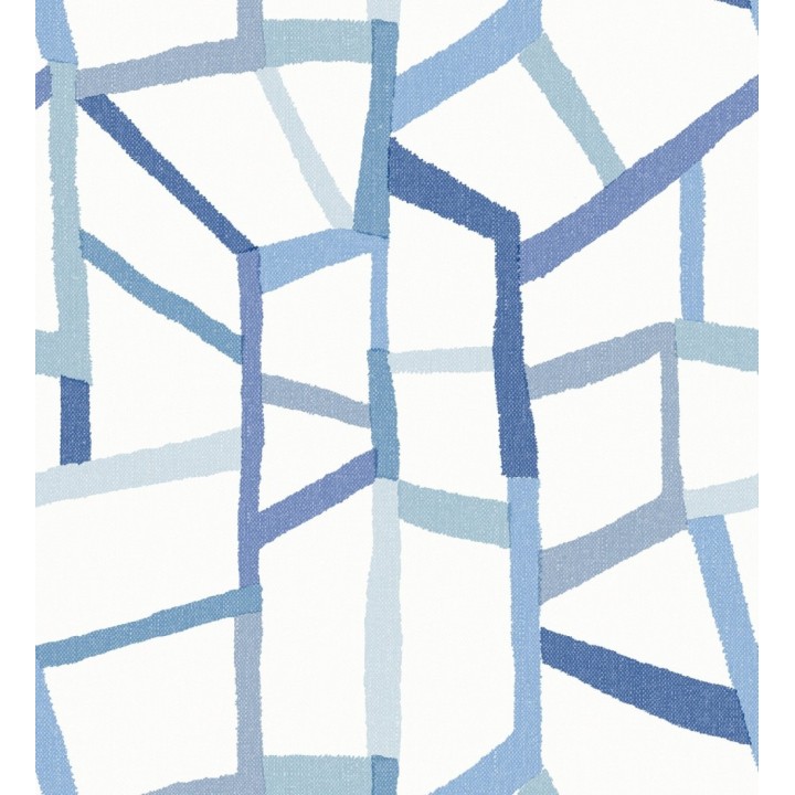 Papel pintado geométrico trozos de telas texturizadas tonos azules - Kelvin Gallery 680636