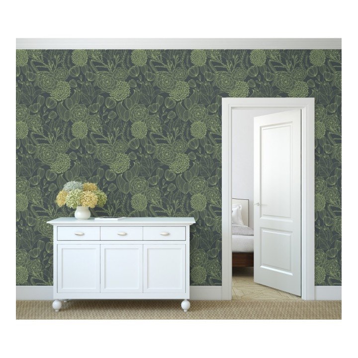 Papel pintado de flores dibujadas a trazos estilo art déco  - Morgan Flowers 680642