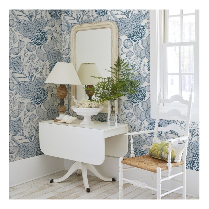 Papel pintado de flores dibujadas a trazos estilo art déco  - Morgan Flowers 680643