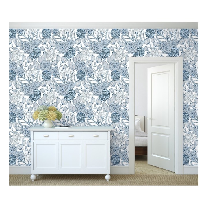 Papel pintado de flores dibujadas a trazos estilo art déco  - Morgan Flowers 680643