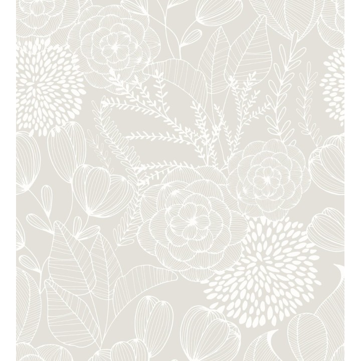 Papel pintado de flores dibujadas a trazos estilo art déco  - Morgan Flowers 680644