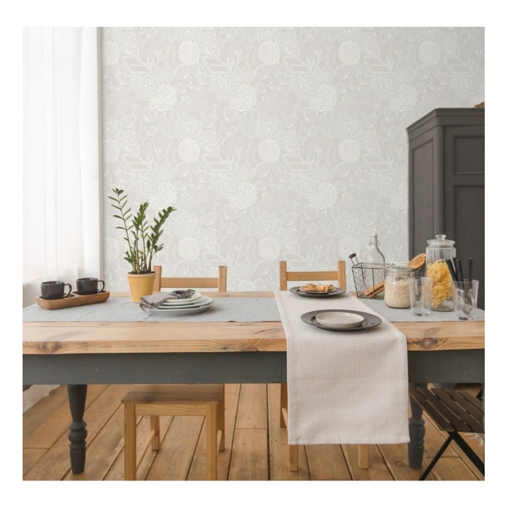 Papel pintado de flores dibujadas a trazos estilo art déco  - Morgan Flowers 680644