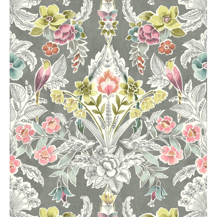 Papel pintado romántico de flores y pájaros estilo inglés - Kensington Floral 680645