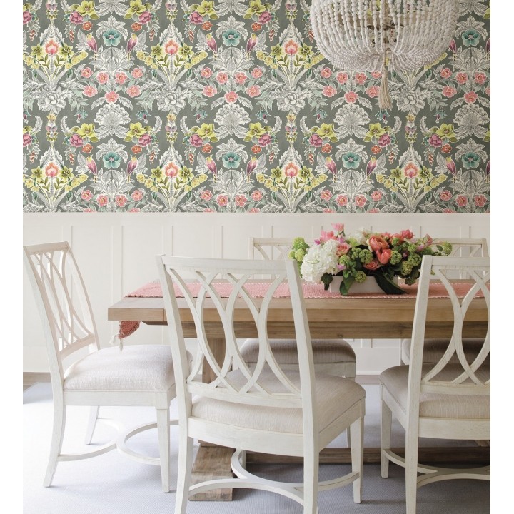 Papel pintado romántico de flores y pájaros estilo inglés - Kensington Floral 680645