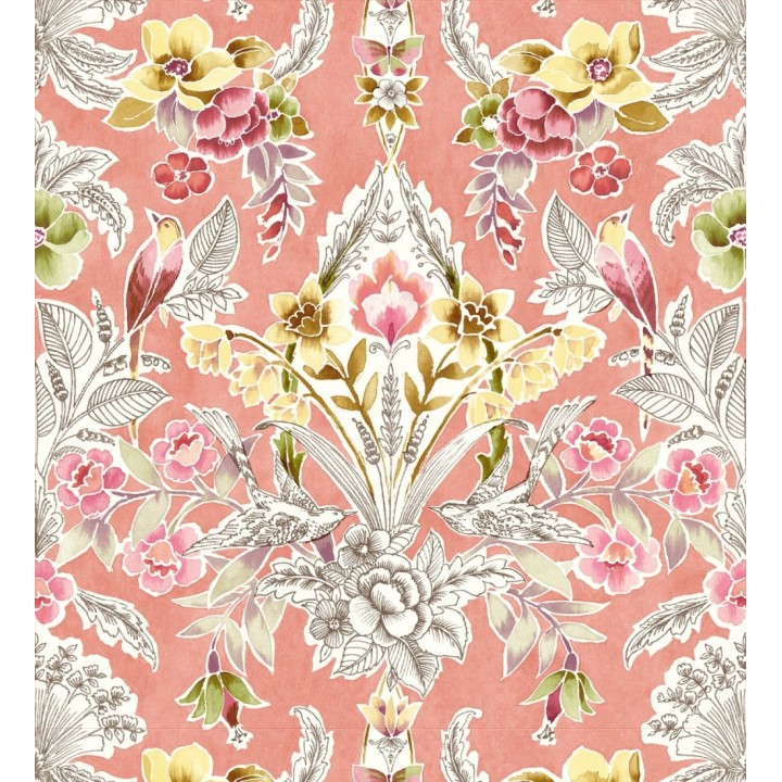 Papel pintado romántico de flores y pájaros estilo inglés - Kensington Floral 680646
