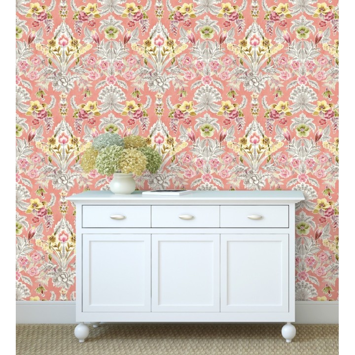 Papel pintado romántico de flores y pájaros estilo inglés - Kensington Floral 680646