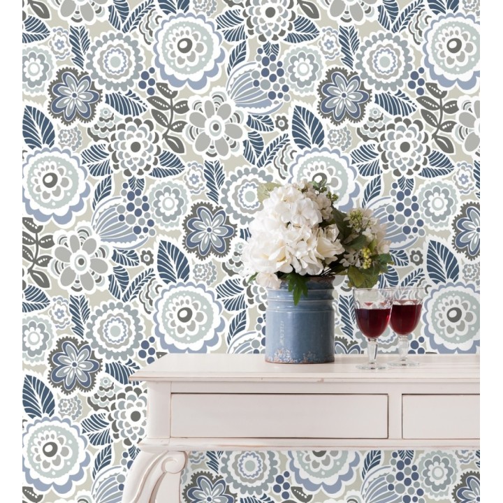 Papel pintado de flores y hojas estilo nórdico - Valley Flowers 680649