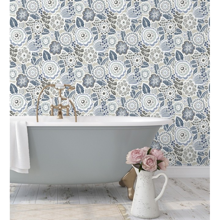 Papel pintado de flores y hojas estilo nórdico - Valley Flowers 680649