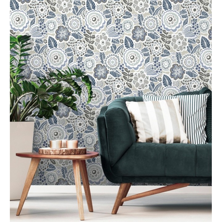 Papel pintado de flores y hojas estilo nórdico - Valley Flowers 680649