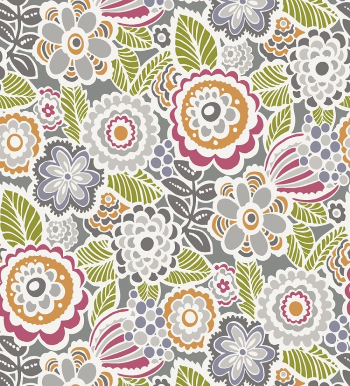 Papel pintado de flores y hojas estilo nórdico - Valley Flowers 680650