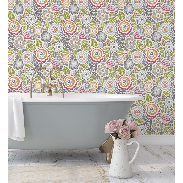 Papel pintado de flores y hojas estilo nórdico - Valley Flowers 680650