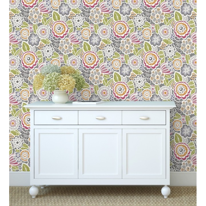 Papel pintado de flores y hojas estilo nórdico - Valley Flowers 680650