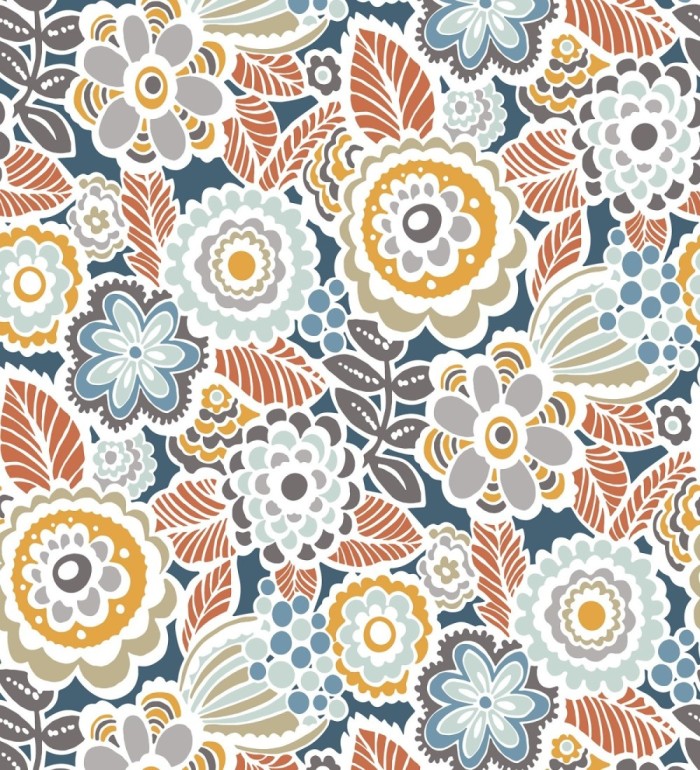 Papel pintado de flores y hojas estilo nórdico - Valley Flowers 680651