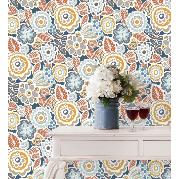 Papel pintado de flores y hojas estilo nórdico - Valley Flowers 680651