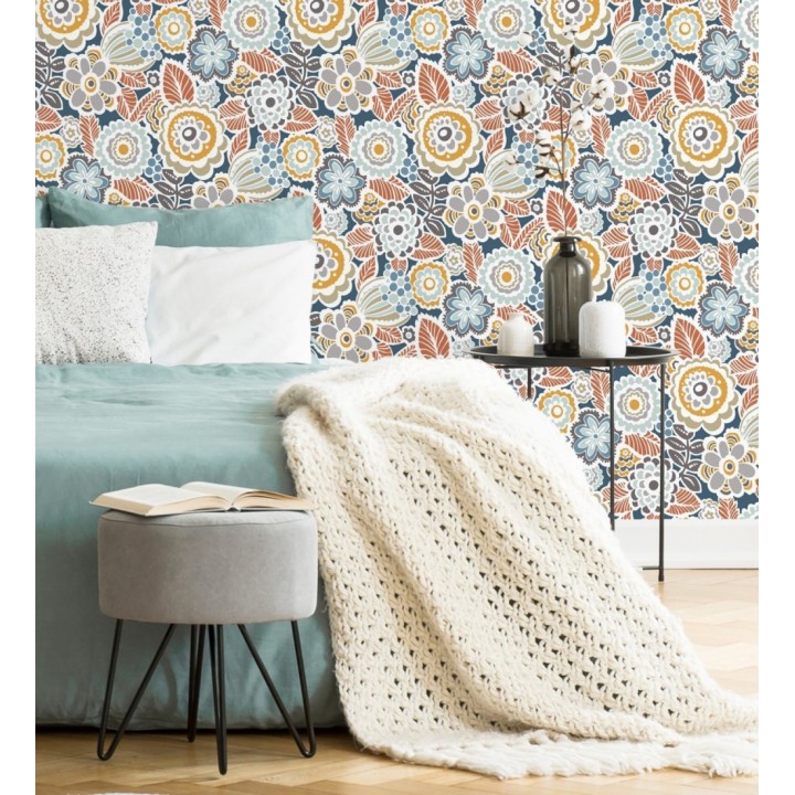 Papel pintado de flores y hojas estilo nórdico - Valley Flowers 680651