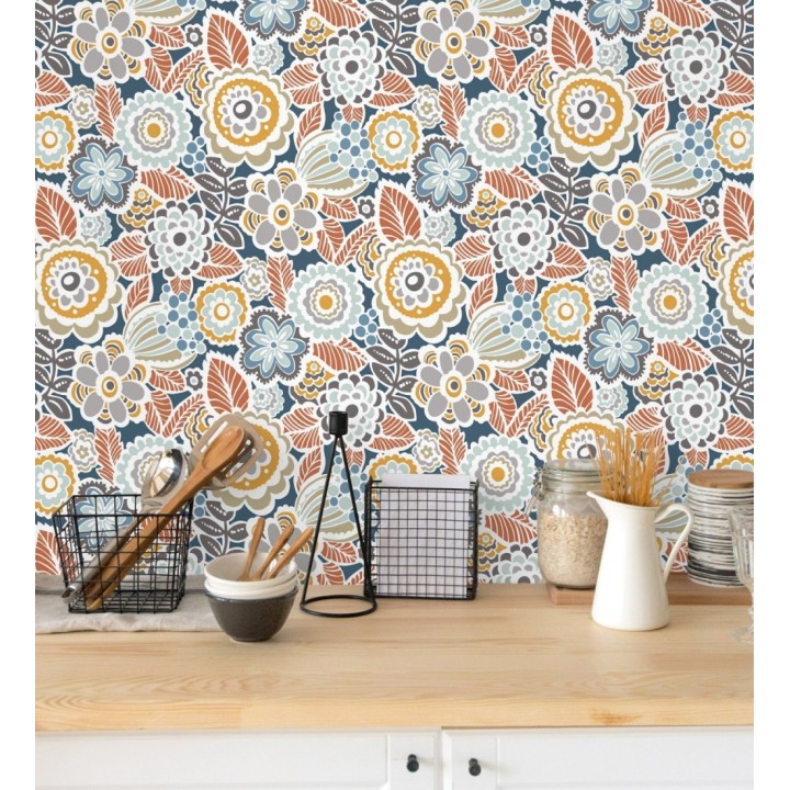 Papel pintado de flores y hojas estilo nórdico - Valley Flowers 680651