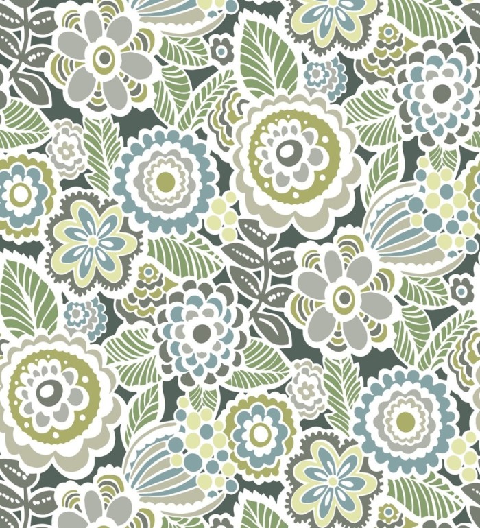 Papel pintado de flores y hojas estilo nórdico - Valley Flowers 680652