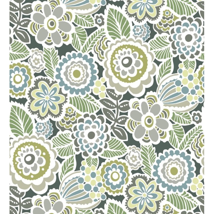 Papel pintado de flores y hojas estilo nórdico - Valley Flowers 680652