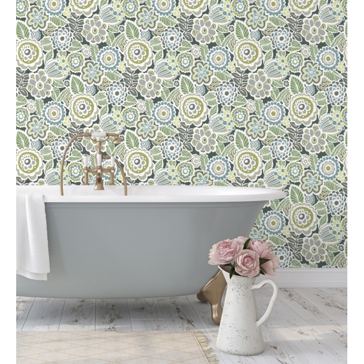 Papel pintado de flores y hojas estilo nórdico - Valley Flowers 680652