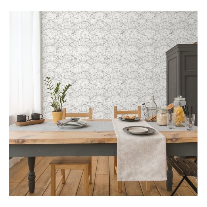 Papel pintado abstracto evocando olas del mar estilo nórdico - Nordik Curves 680655