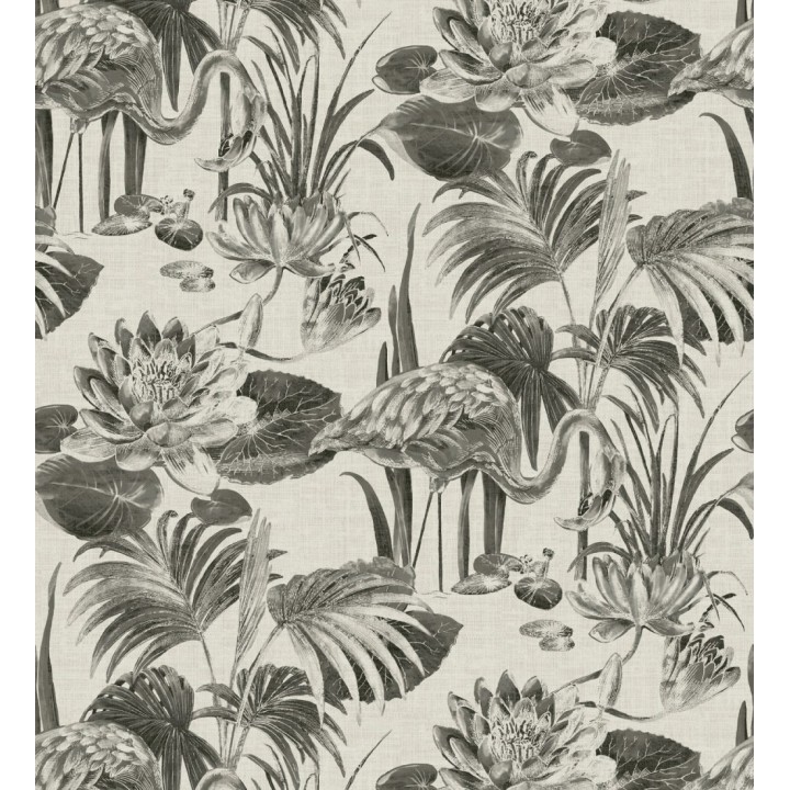 Papel pintado de flamencos y plantas de humedal - Flamingo Palace 680665